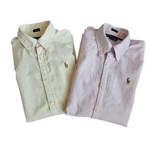 Ralph Lauren Bundle of 2 Pinstripe Long Sleeve Button Down Slim Fit Sz 2 Shirts